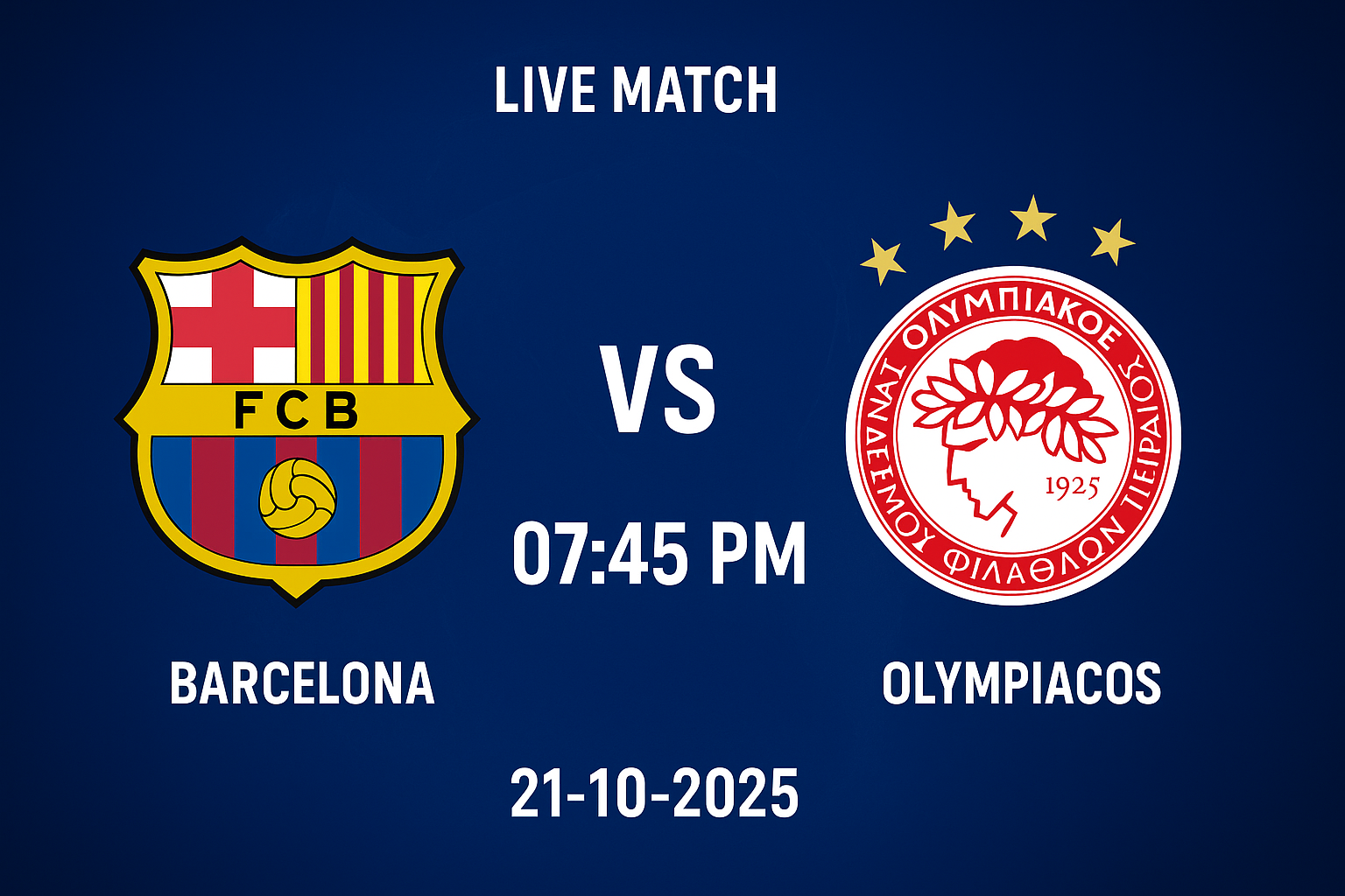 مباراة برشلونة وأولمبياكوس اليوم بث مباشر في دوري أبطال أوروبا